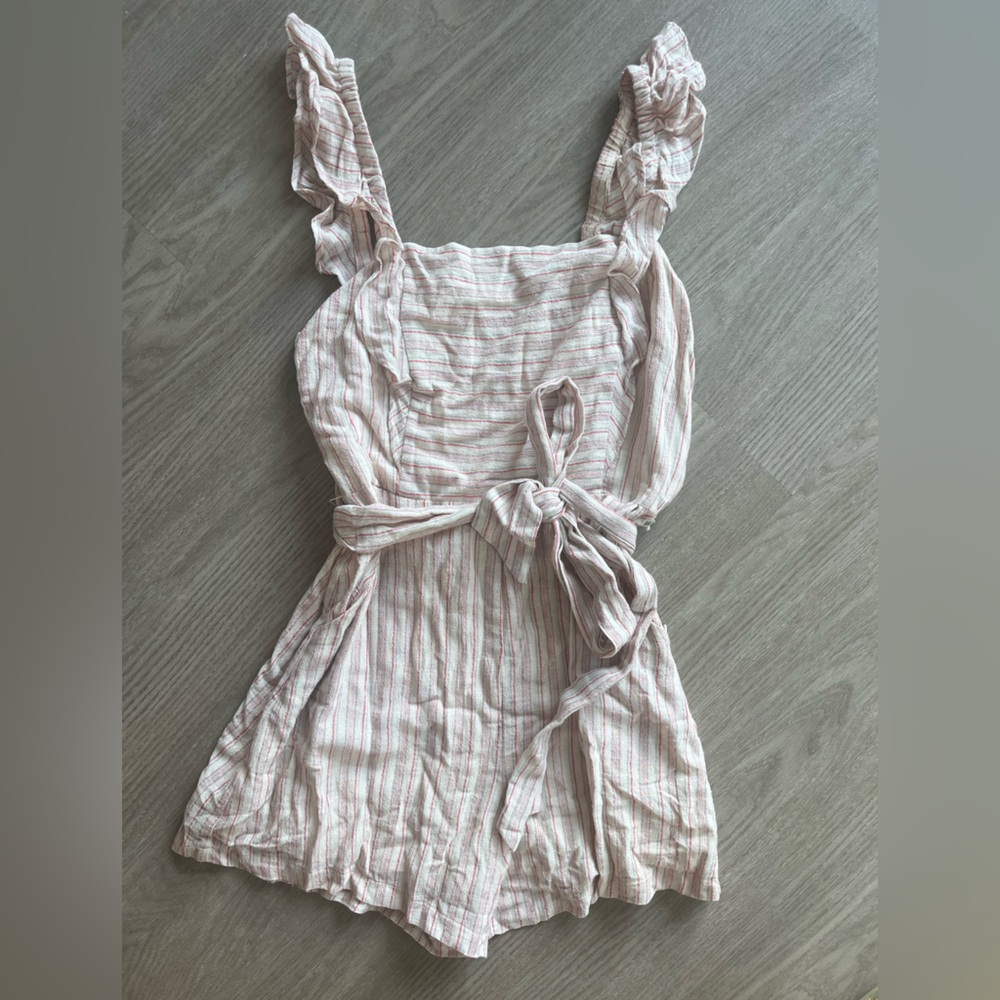 Linen striped romper